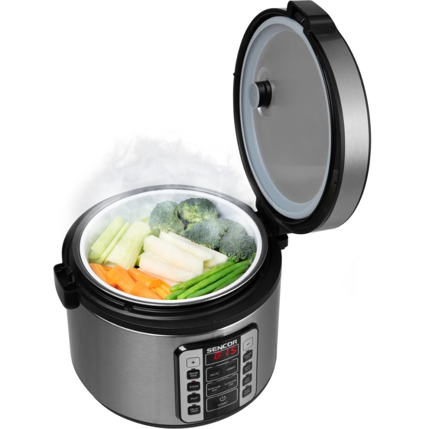 Sencor - Multifunktionaler Reiskocher 700 W/230 V 1,5 l Edelstahl/schwarz