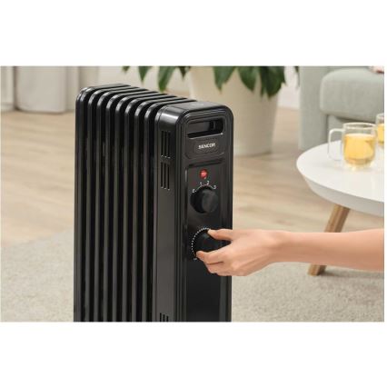 Sencor - Ölradiator mit 9 Rippen 800/1200/2000W/230V schwarz