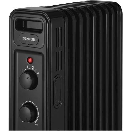 Sencor - Ölradiator mit 9 Rippen 800/1200/2000W/230V schwarz