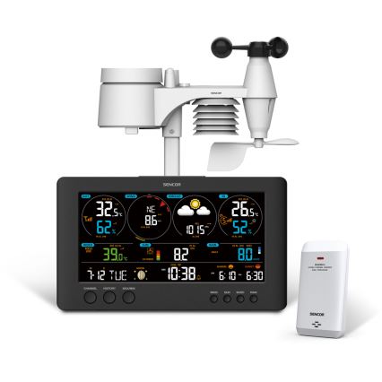 Sencor - Professionelle Wetterstation mit farbigem LCD-Display 5V/1xCR2032 + 3xAA Wi-Fi