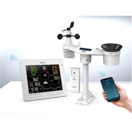 Sencor - Professionelle Wetterstation mit farbigem LCD-Display 5V 1xCR2032 + 3xAA + 2xAA Wi-Fi Tuya