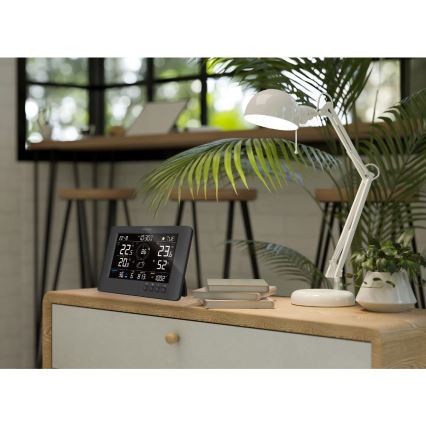 Sencor - Professionelle Wetterstation mit farbigem LCD-Display und Alarmfunktion 5V/1xCR2032 + 3xAA