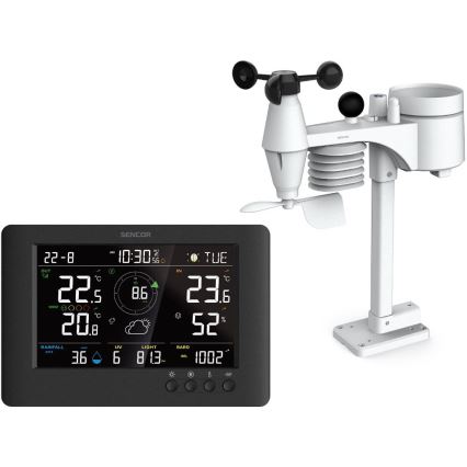 Sencor - Professionelle Wetterstation mit farbigem LCD-Display und Alarmfunktion 5V/1xCR2032 + 3xAA