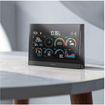 Sencor - Professionelle Wetterstation mit farbigem LCD-Display und Wecker 5V/3xAAA + 3xAA