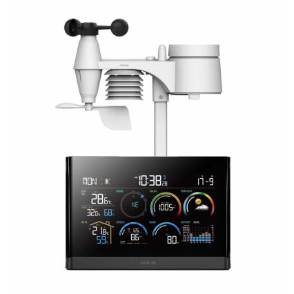 Sencor - Professionelle Wetterstation mit farbigem LCD-Display und Wecker 5V/3xAAA + 3xAA