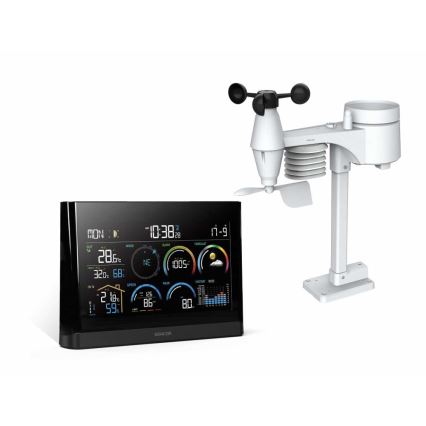 Sencor - Professionelle Wetterstation mit farbigem LCD-Display und Wecker 5V/3xAAA + 3xAA