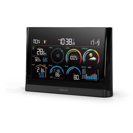 Sencor - Professionelle Wetterstation mit farbigem LCD-Display und Wecker 5V/3xAAA + 3xAA