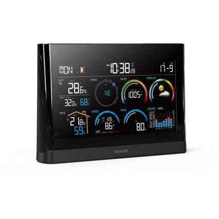 Sencor - Professionelle Wetterstation mit farbigem LCD-Display und Wecker 5V/3xAAA + 3xAA