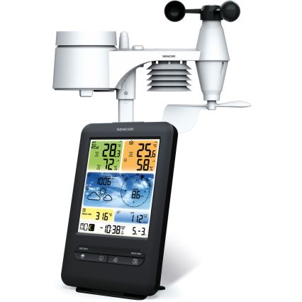 Sencor - Professionelle Wetterstation mit LCD-Farbdisplay 1xCR2032 Wi-Fi