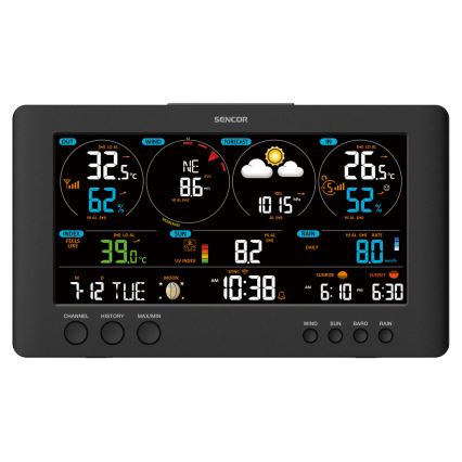 Sencor - Professionelle Wetterstation mit LCD-Farbdisplay 1xCR2032 Wi-Fi