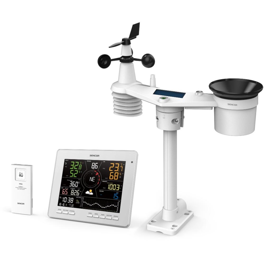 Sencor - Profi-Wetterstation mit Farb-LCD-Anzeige 1xCR2032 Wi-Fi Tuya