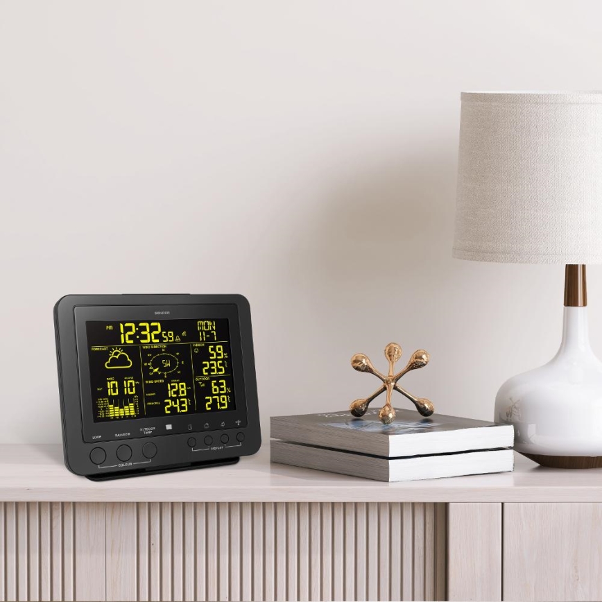 Sencor - Profi-Wetterstation mit Farb-LCD-Anzeige 5V/1xCR2032 + 3xAA