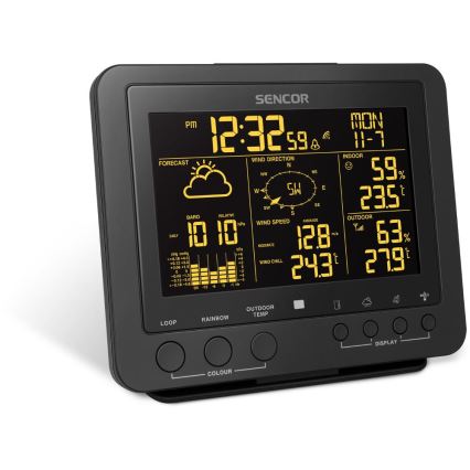 Sencor - Profi-Wetterstation mit Farb-LCD-Anzeige 5V/1xCR2032 + 3xAA