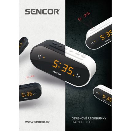 Sencor - Radiowecker mit LED-Anzeige und Projektor 5W/230V weiß