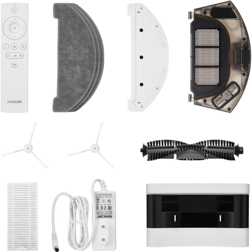 Sencor - Saugroboter 2-in-1 mit Wischfunktion, 50 W / 5000 mAh, Wi‑Fi, weiß, inkl. Fernbedienung