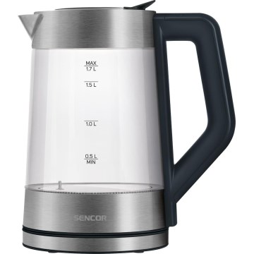 Sencor - Schnellkoch-Wasserkocher mit Temperaturregelung 1,7 l 2200W/230V mattes Chrom/schwarz