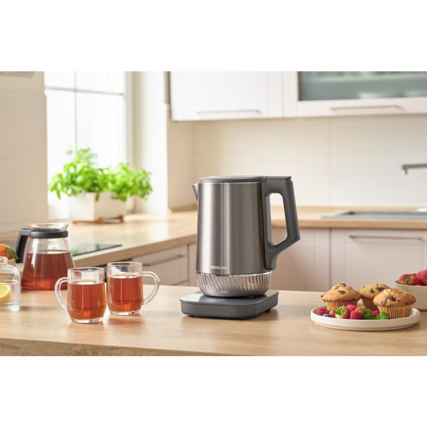 Sencor - Schnellkochender Wasserkocher mit Temperaturregelung 1,7 l 1800W/230V Edelstahl