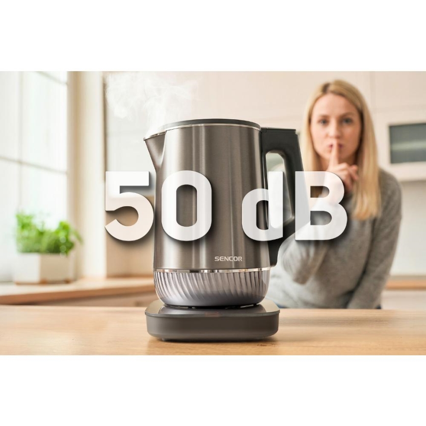 Sencor - Schnellkochender Wasserkocher mit Temperaturregelung 1,7 l 1800W/230V Edelstahl