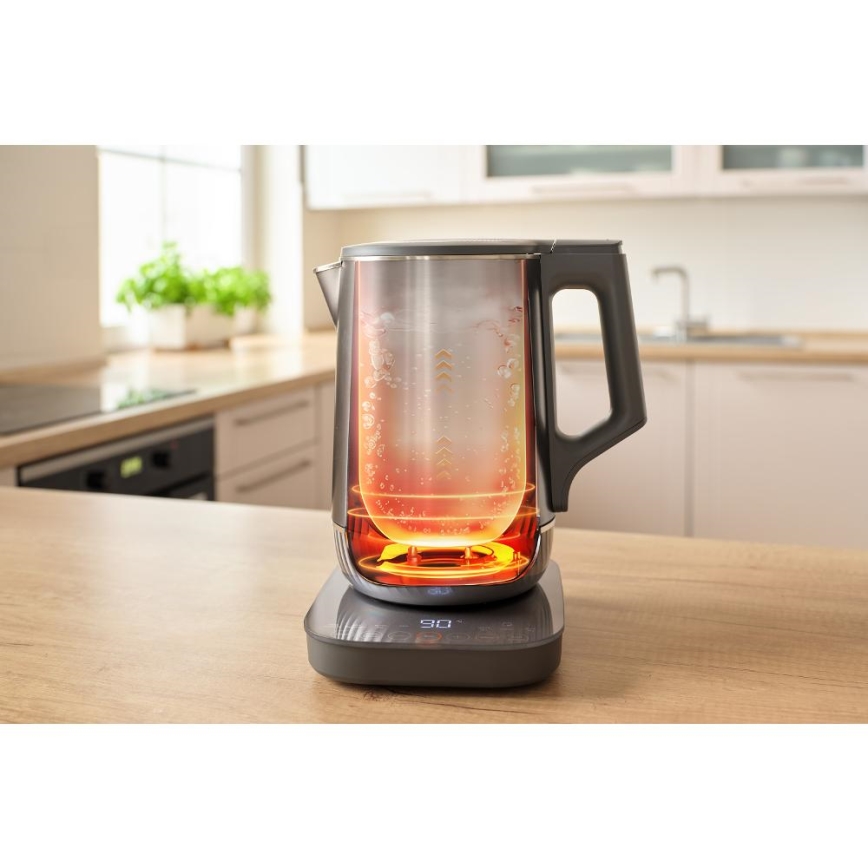 Sencor - Schnellkochender Wasserkocher mit Temperaturregelung 1,7 l 1800W/230V Edelstahl