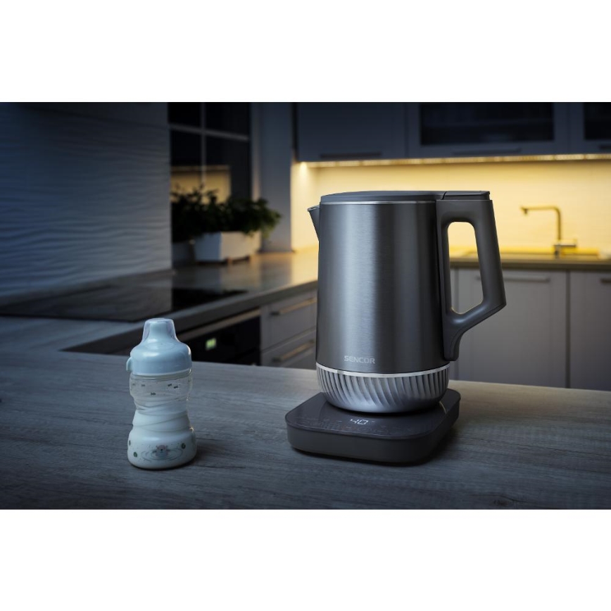 Sencor - Schnellkochender Wasserkocher mit Temperaturregelung 1,7 l 1800W/230V Edelstahl