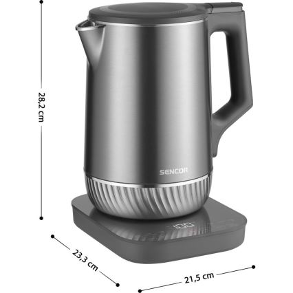 Sencor - Schnellkochender Wasserkocher mit Temperaturregelung 1,7 l 1800W/230V Edelstahl