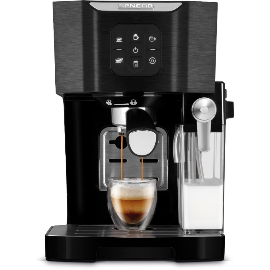 Sencor - Siebträgermaschine Espresso 1450 W/230 V schwarz/mattchrom