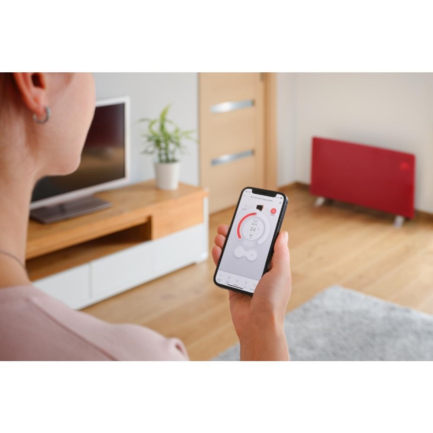 Sencor - Smarter elektrischer Direktheizer/Konvektor 1200/2400W/230V IP24 Wi-Fi rot