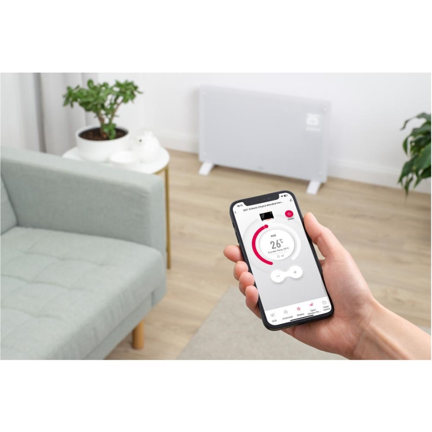 Sencor - Intelligenter elektrischer Direktheizer/Konvektor 2000W/230V IP24 WLAN weiß + Fernbedienung