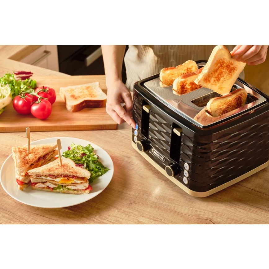 Sencor - Toaster mit vier Schlitzen 1600W/230V schwarz/beige