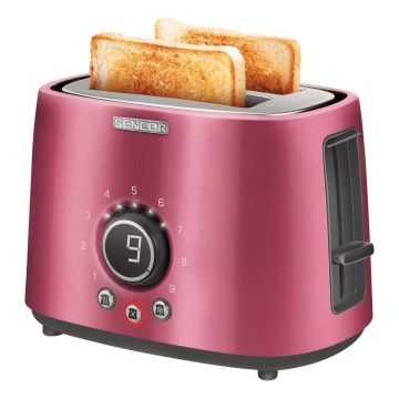 Sencor - Toaster mit zwei Schlitzen und Aufbackrost, 1000 W/230 V, rosa