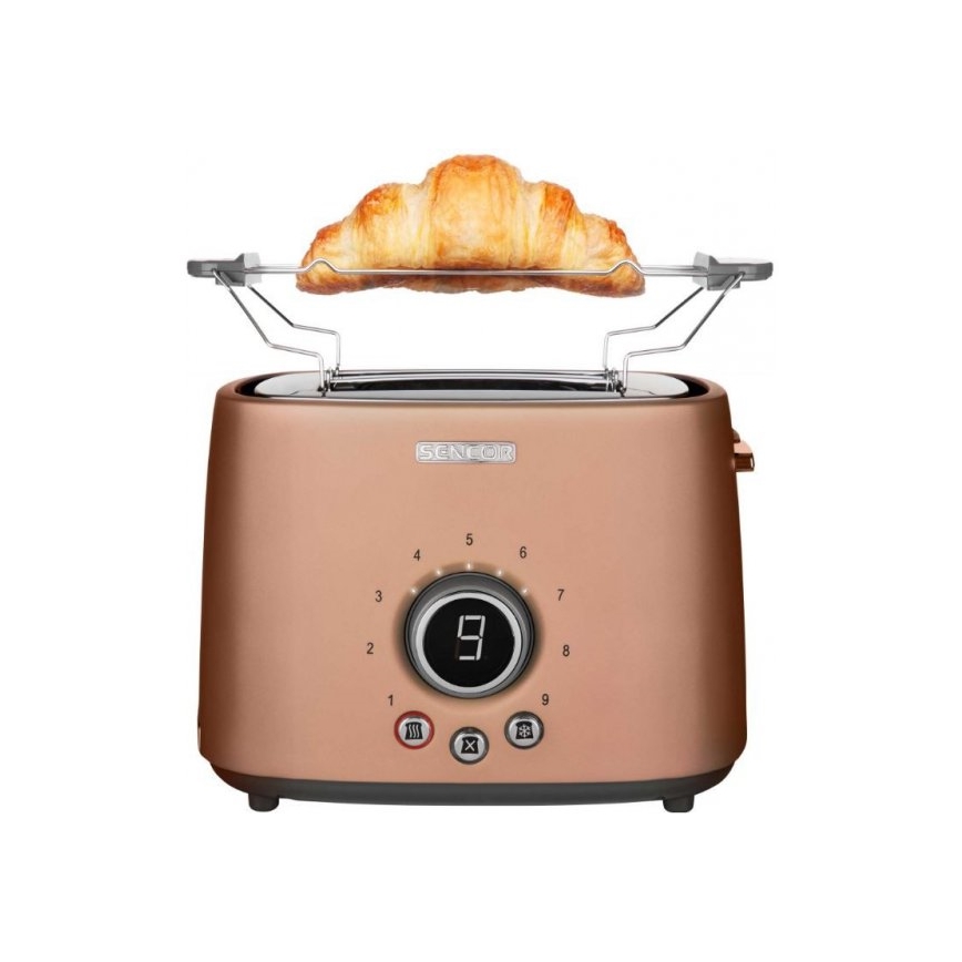 Sencor – Toaster mit zwei Schlitzen und Aufwärm-Funktion 1000W/230V Kupfer