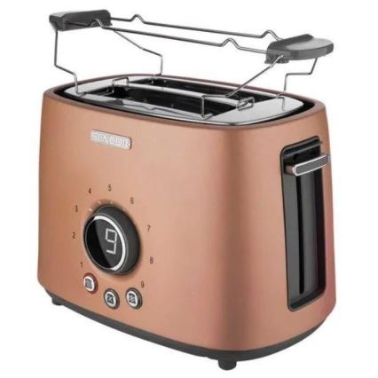 Sencor – Toaster mit zwei Schlitzen und Aufwärm-Funktion 1000W/230V Kupfer