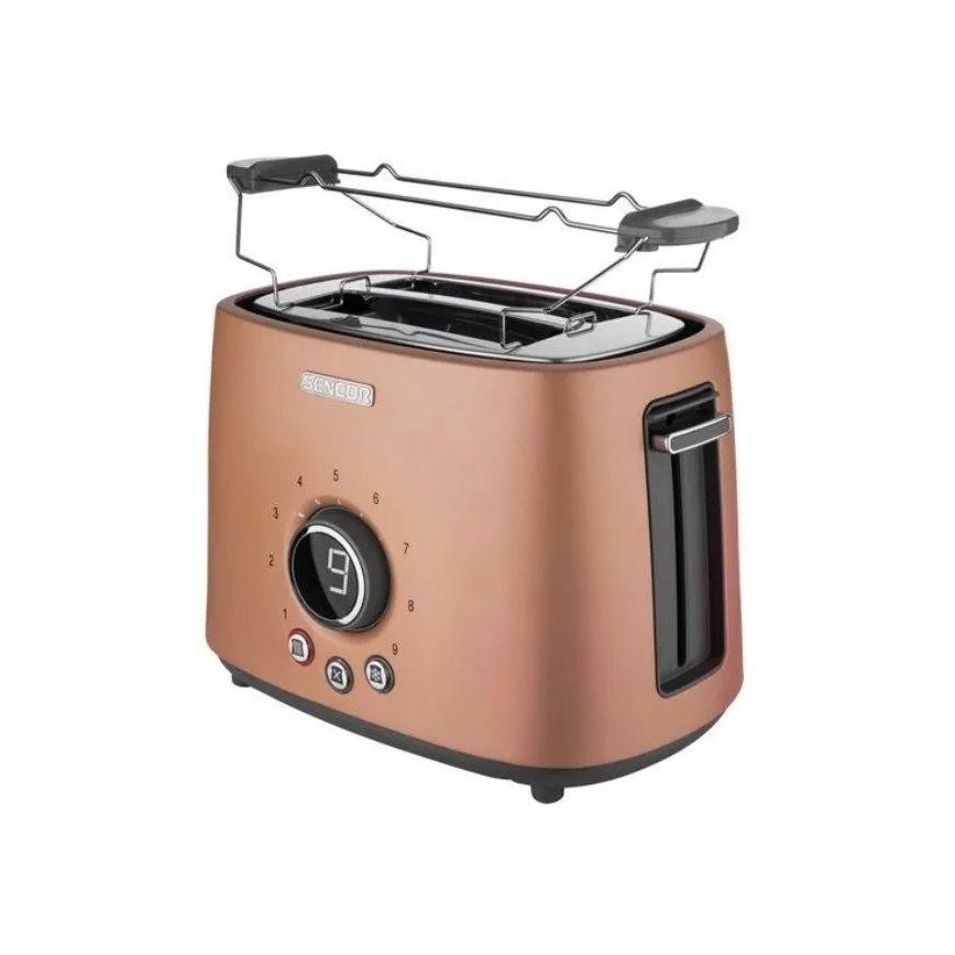Sencor – Toaster mit zwei Schlitzen und Aufwärm-Funktion 1000W/230V Kupfer
