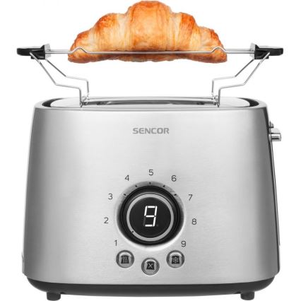 Sencor – Toaster mit zwei Schlitzen und Aufwärm-Funktion 1000W/230V silbern