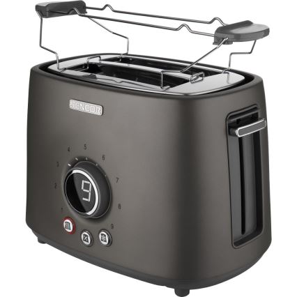 Sencor - Toaster mit zwei Schlitzen und Brötchenaufsatz 1000W/230V Anthrazit