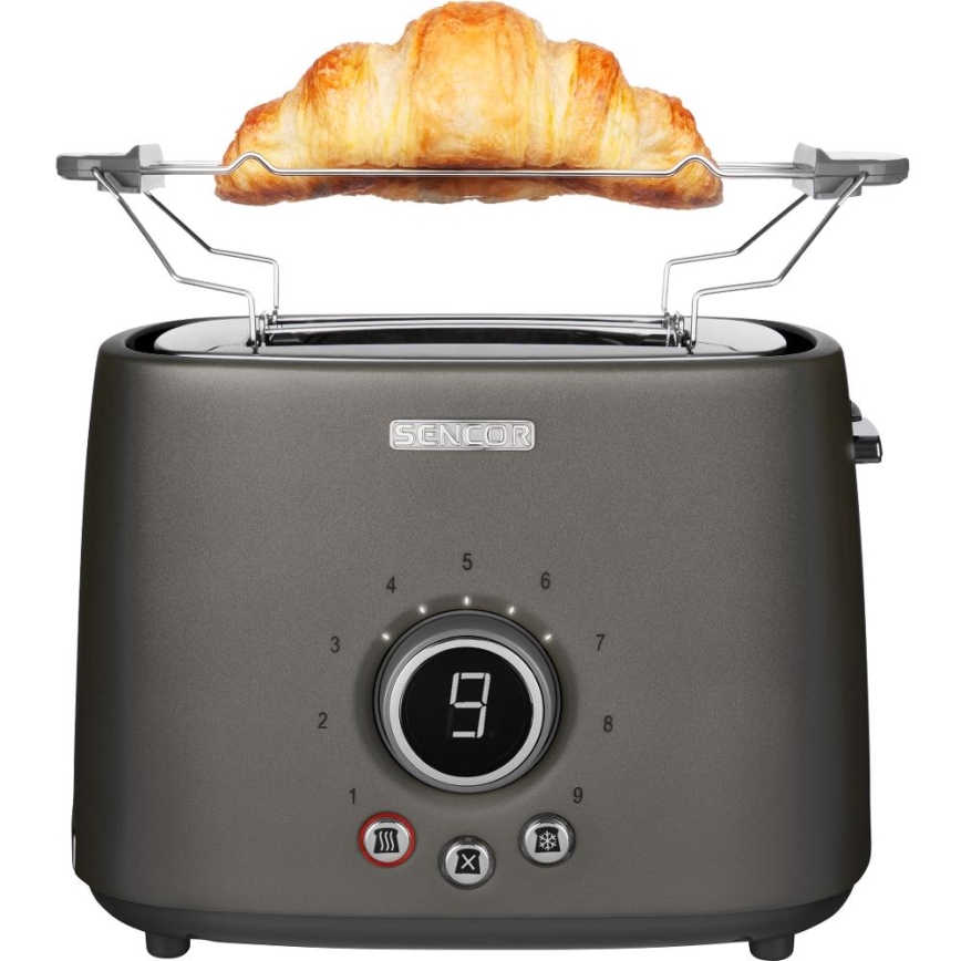 Sencor - Toaster mit zwei Schlitzen und Brötchenaufsatz 1000W/230V Anthrazit