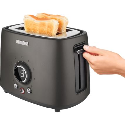Sencor - Toaster mit zwei Schlitzen und Brötchenaufsatz 1000W/230V Anthrazit