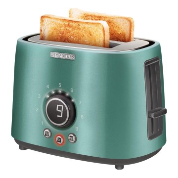 Sencor - Toaster mit zwei Schlitzen und Brötchenaufsatz 1000W/230V mintgrün