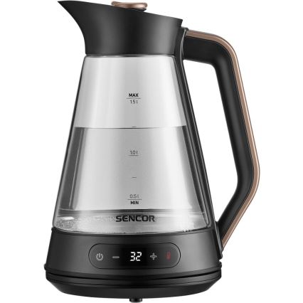 Sencor - Wasserkocher mit Temperaturregelung, 1,5 l, 2150 W/230 V, schwarz/Roségold
