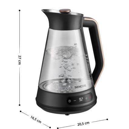 Sencor - Wasserkocher mit Temperaturregelung, 1,5 l, 2150 W/230 V, schwarz/Roségold