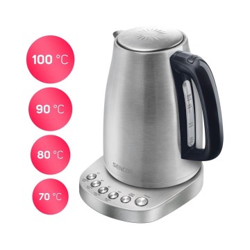 Sencor - Wasserkocher mit Thermoregulierung 1,7 l 2200W/230V aus Edelstahl