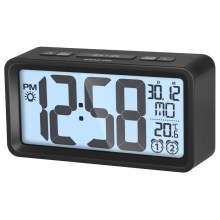 Sencor - Wecker mit LCD Display mit Thermometer 2xAAA schwarz