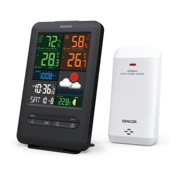 Sencor - Wetterstation mit Farb-LCD-Anzeige 5V/1xCR2032 + 2xAA