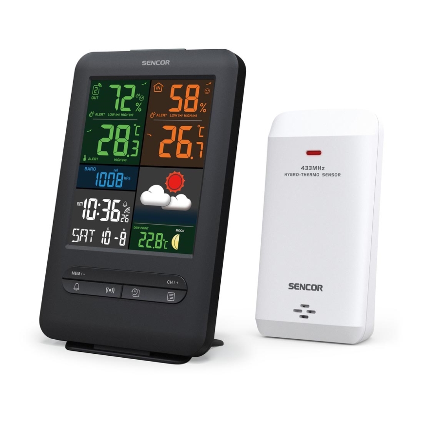 Sencor - Wetterstation mit Farb-LCD-Anzeige 5V/1xCR2032 + 2xAA