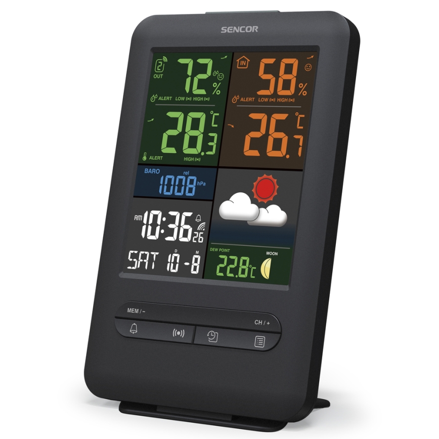 Sencor - Wetterstation mit Farb-LCD-Anzeige 5V/1xCR2032 + 2xAA
