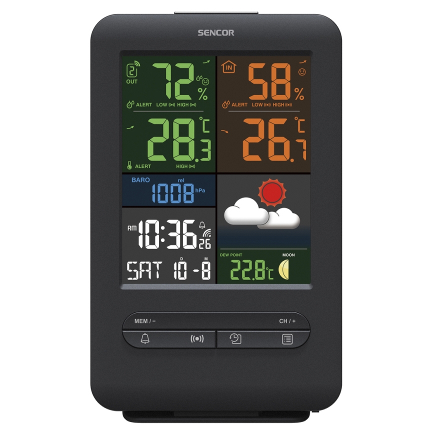 Sencor - Wetterstation mit Farb-LCD-Anzeige 5V/1xCR2032 + 2xAA