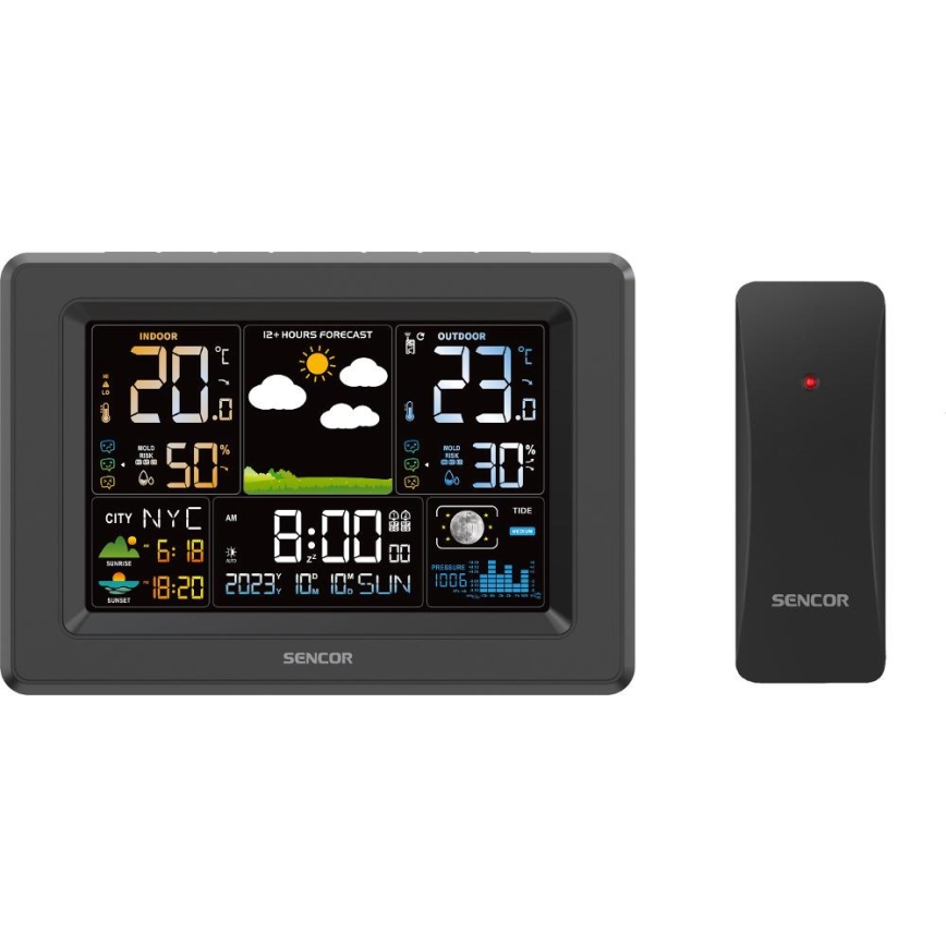 Sencor - Wetterstation mit farbigem LCD-Display 3xAA + 2xAA schwarz
