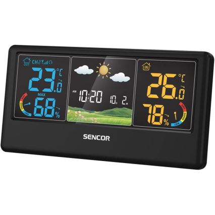 Sencor - Wetterstation mit farbigem LCD-Display 3xAAA + 2xAA schwarz