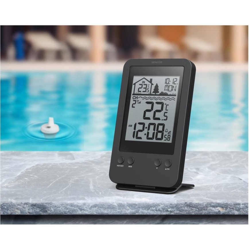 Sencor - Wetterstation mit kabellosem schwimmendem Poolsensor 2xAA + 2xAA IPX7