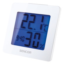Sencor - Wetterstation mit LCD-Display und Wecker 1xAA weiß